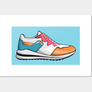 Cute Retro Sneaker with Cool Colors Posters and Art